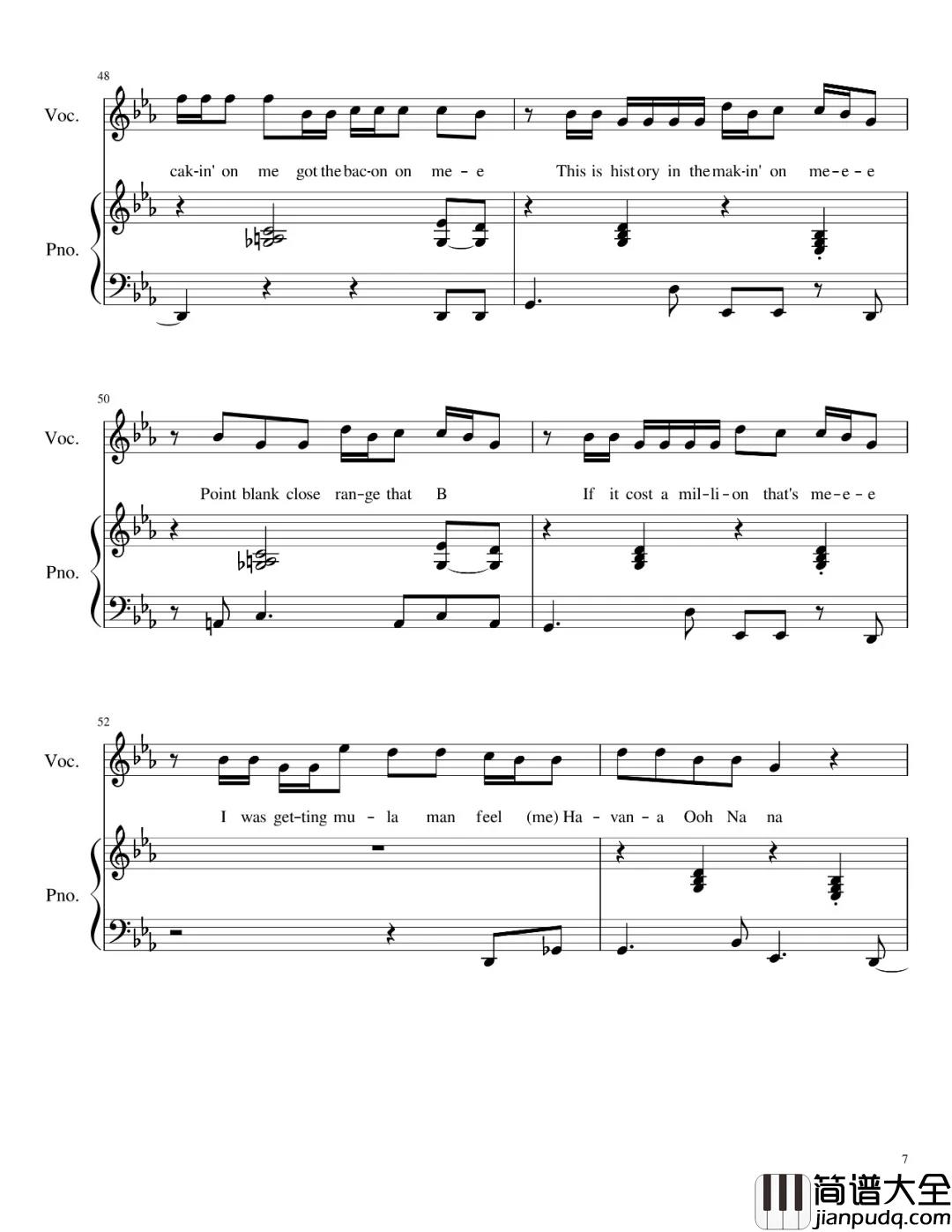 Havana钢琴谱_贾斯丁比伯推荐歌曲，卡妹感动到哭差点崩溃