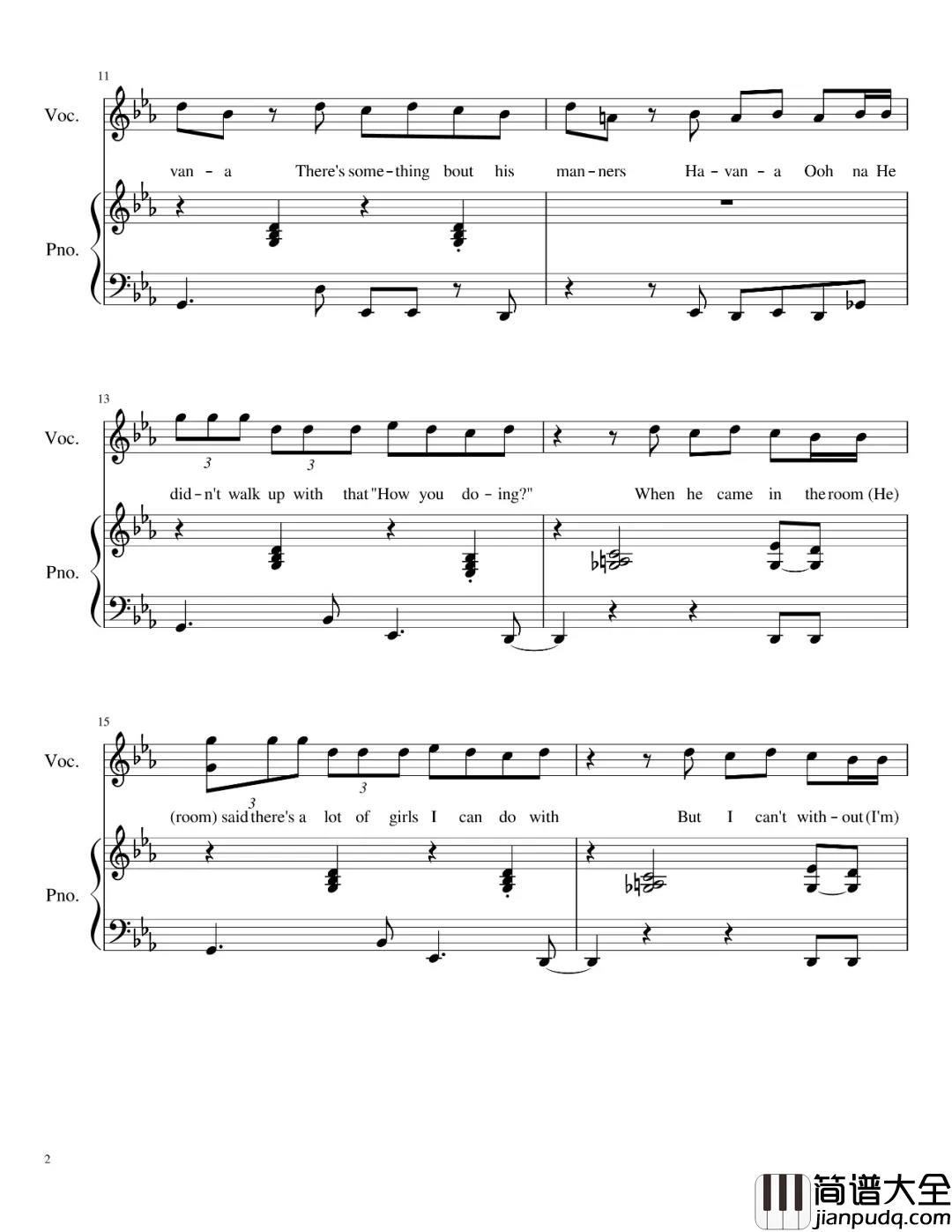 Havana钢琴谱_贾斯丁比伯推荐歌曲，卡妹感动到哭差点崩溃