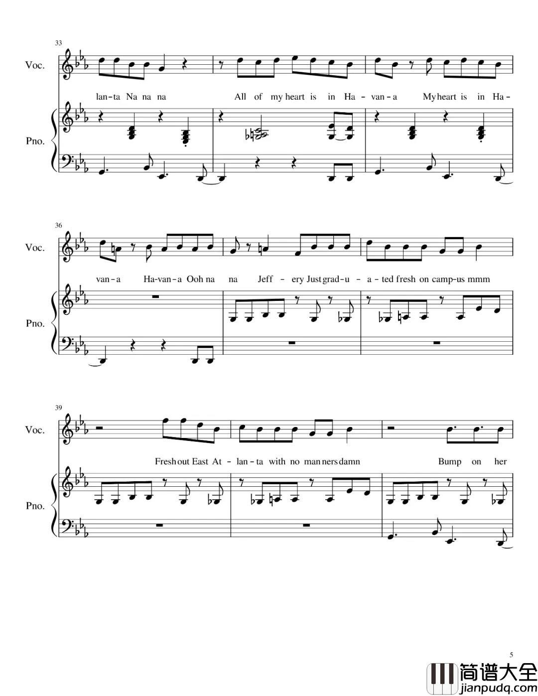 Havana钢琴谱_贾斯丁比伯推荐歌曲，卡妹感动到哭差点崩溃