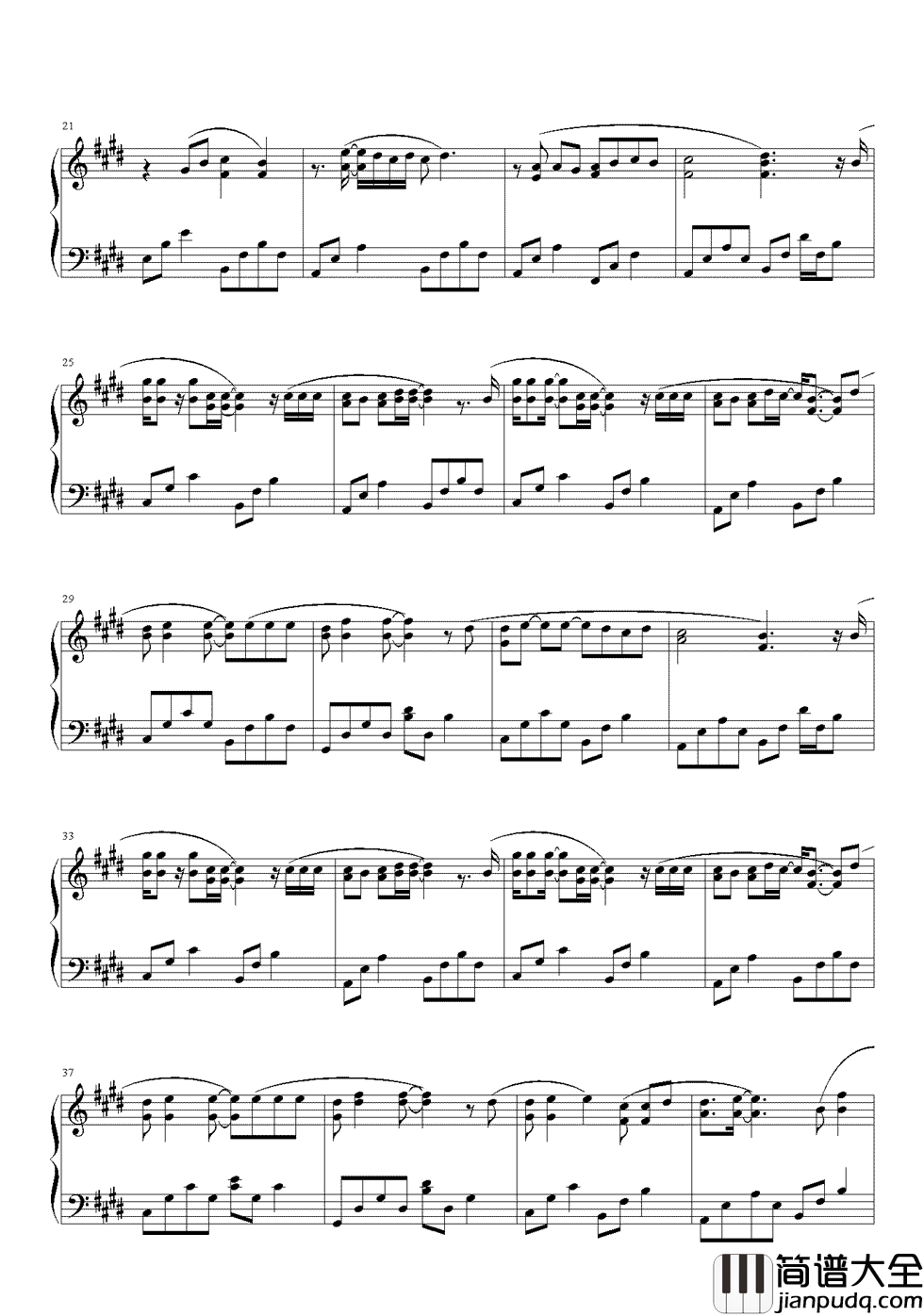 伤心童话钢琴谱_胡夏_请忘了爱好吗爱情是伤心的童话