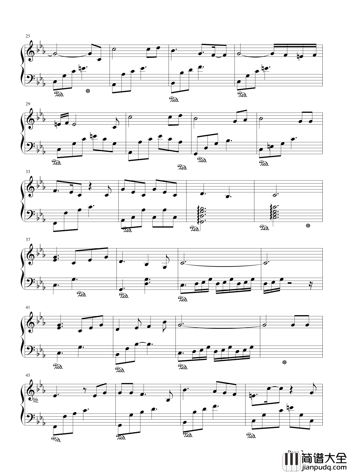 让她降落钢琴谱_何璐_如果你能让她降落_天空如自由无尽头