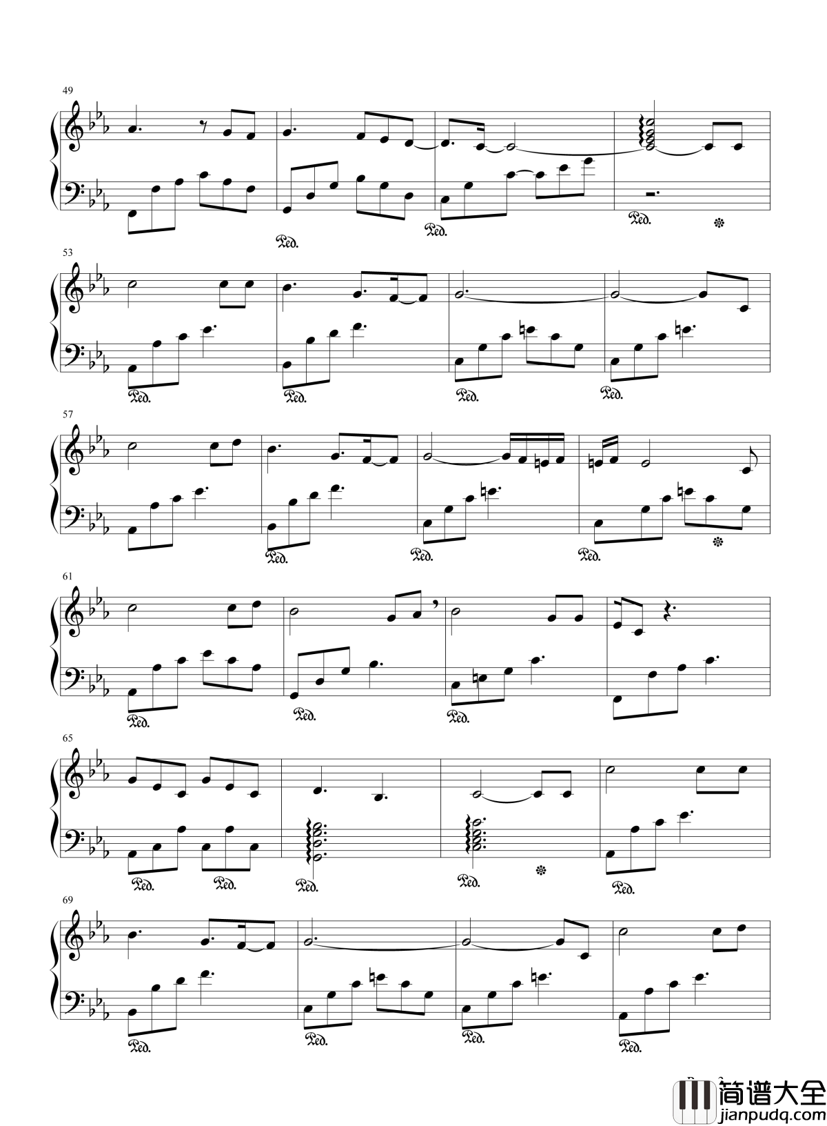 让她降落钢琴谱_何璐_如果你能让她降落_天空如自由无尽头