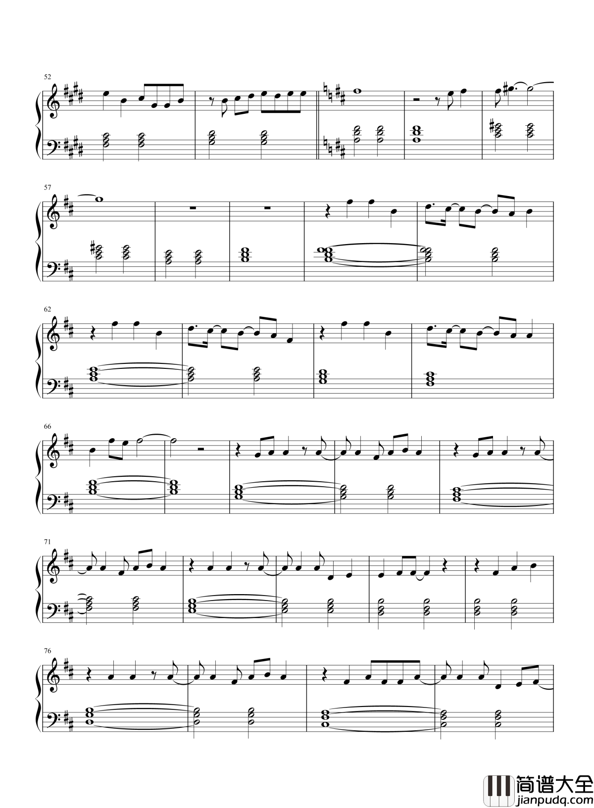 星辰钢琴谱_张杰_择天记人间正道非传说