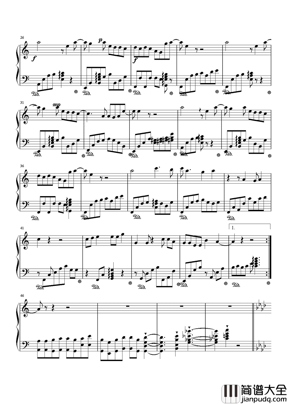 月光钢琴谱_胡彦斌_这无常的世道_注定敢爱的人一身伤