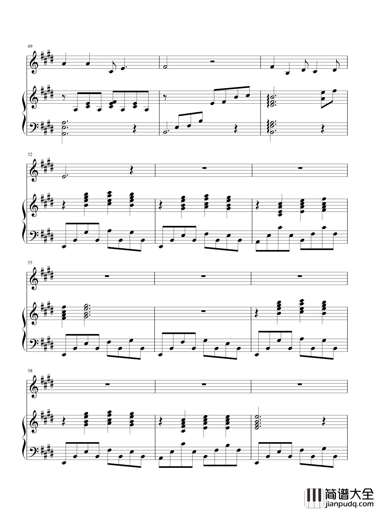 明月几时有钢琴谱_王菲_但愿人长久_千里共婵娟