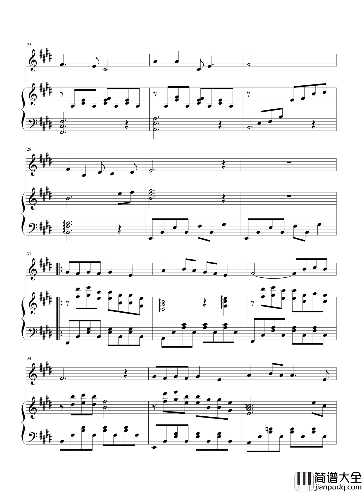 明月几时有钢琴谱_王菲_但愿人长久_千里共婵娟