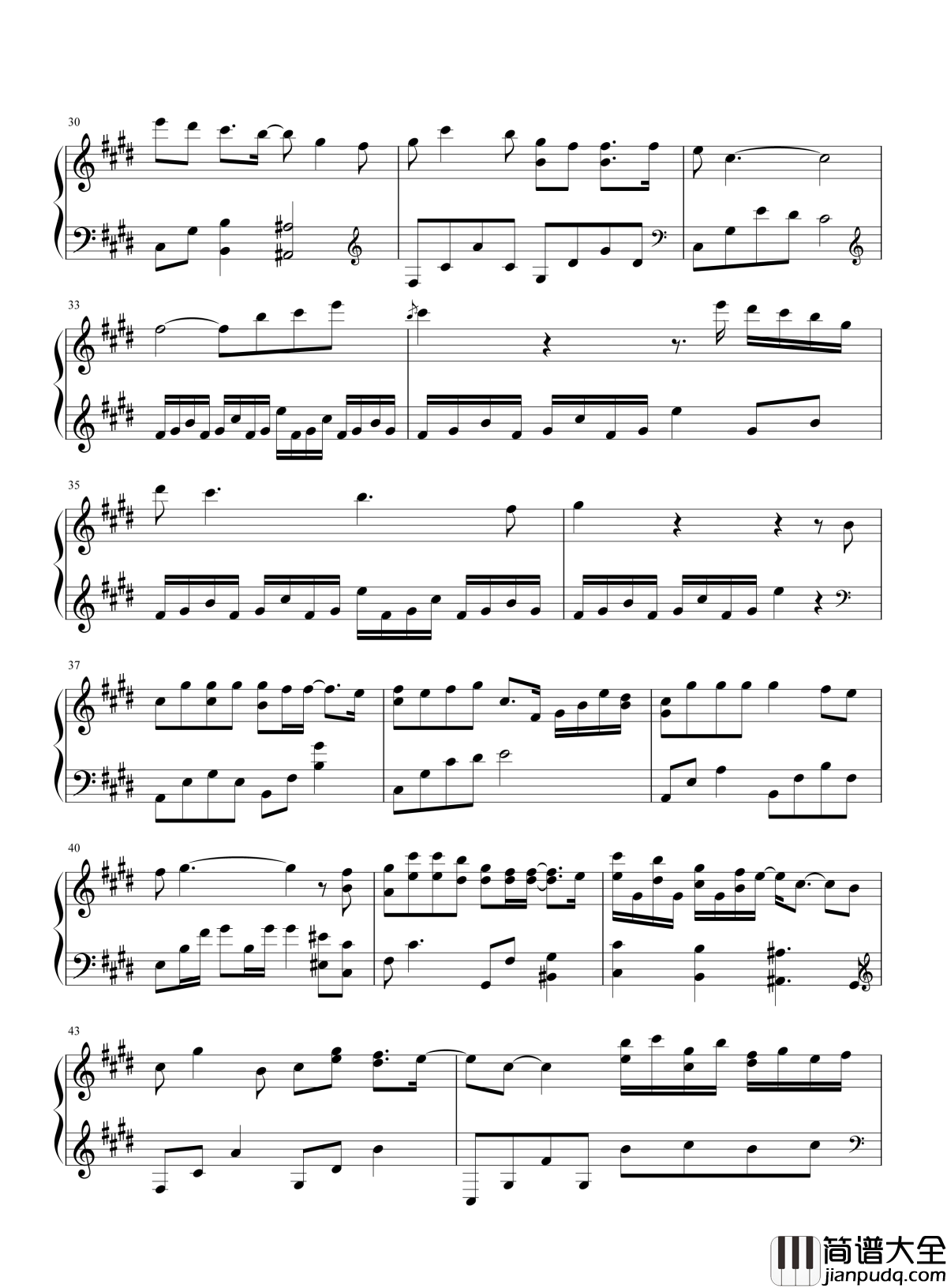 芊芊钢琴谱_回音哥_流年似水恰似一曲芊芊