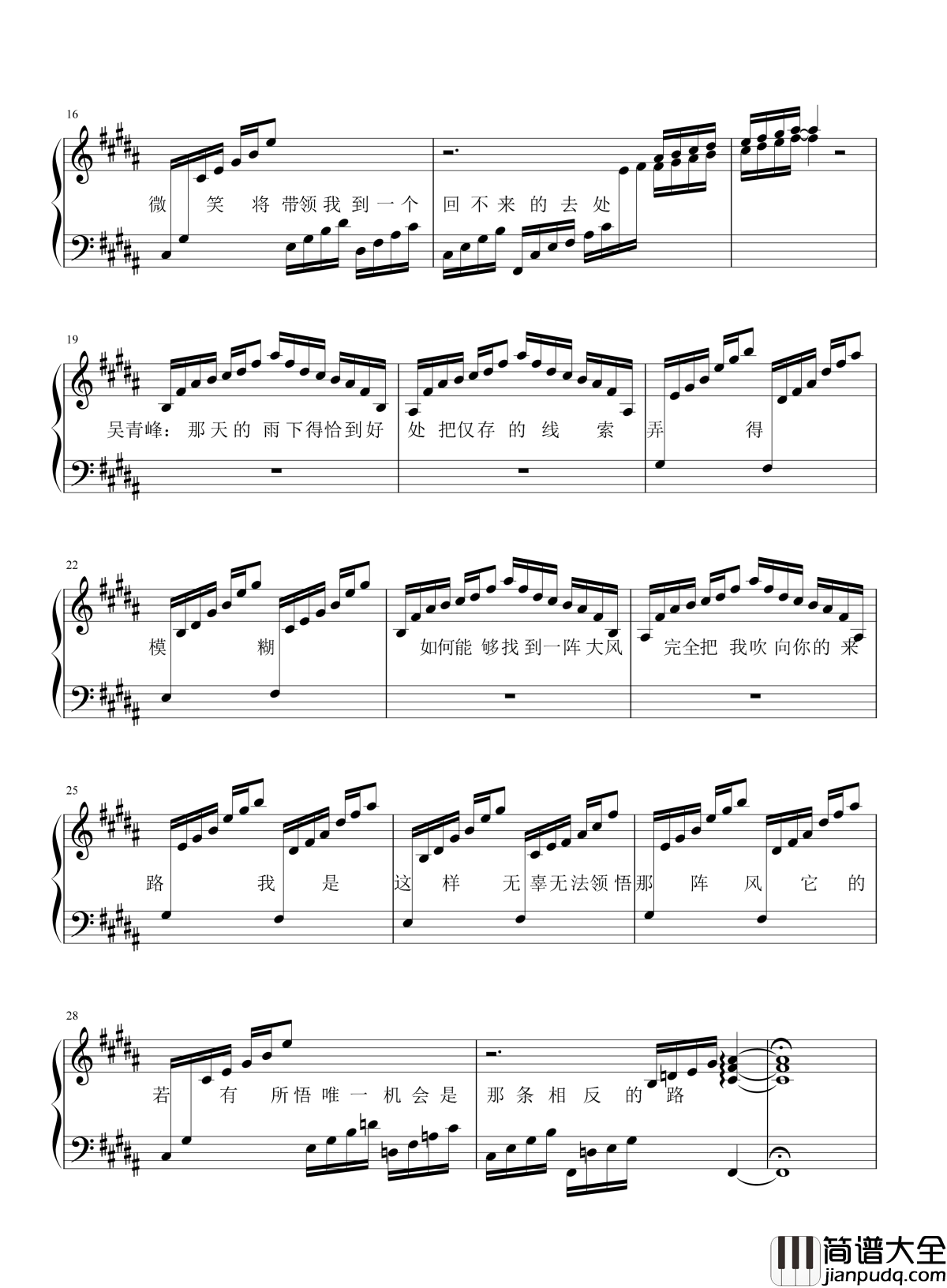 被雨伤透钢琴谱_苏打绿_爱情的天空下起了雨，淋湿了我也伤透了你