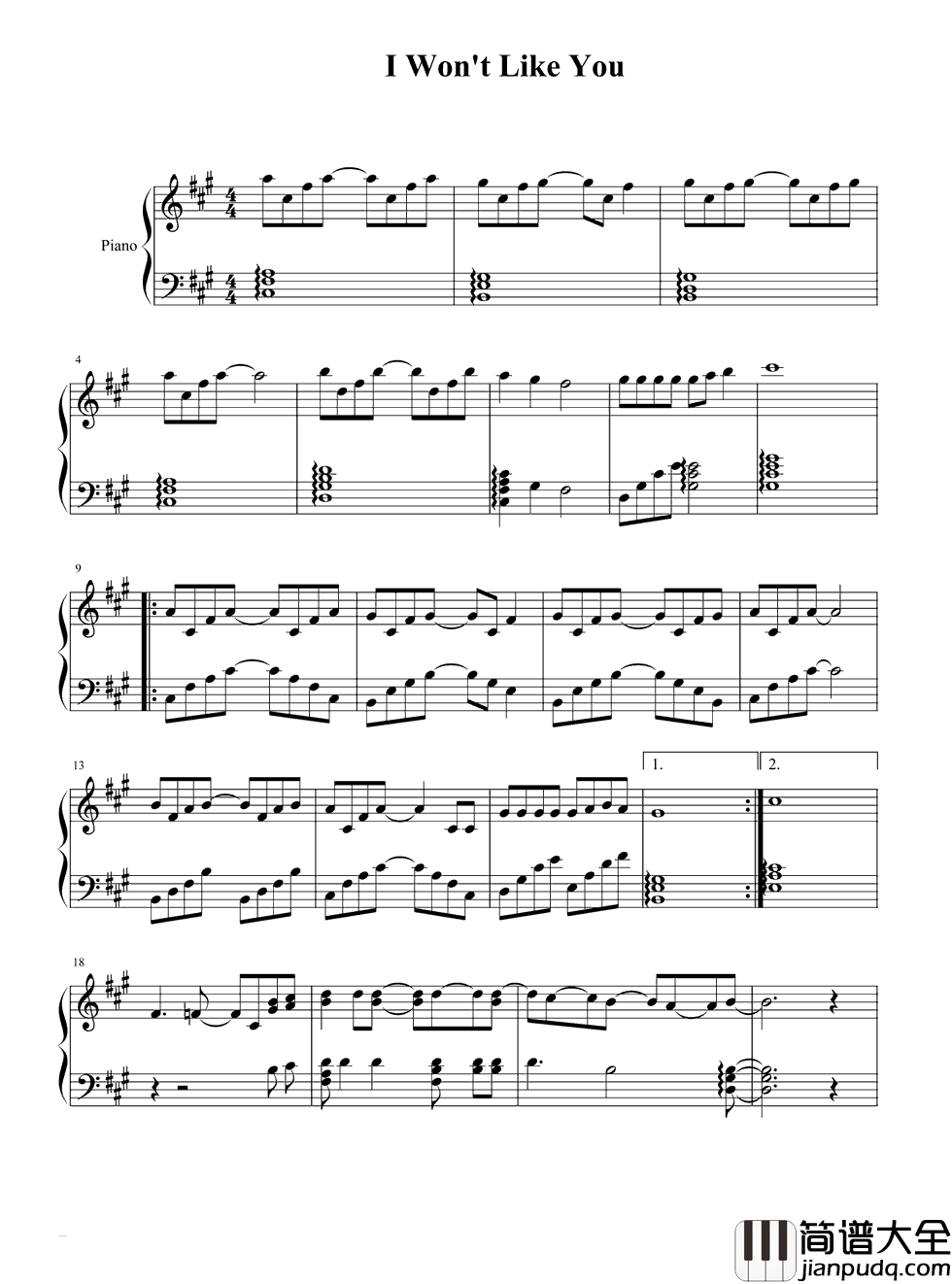 我不会喜欢你钢琴谱_陈柏霖_下雨天，别人都在等伞，而我在等雨停