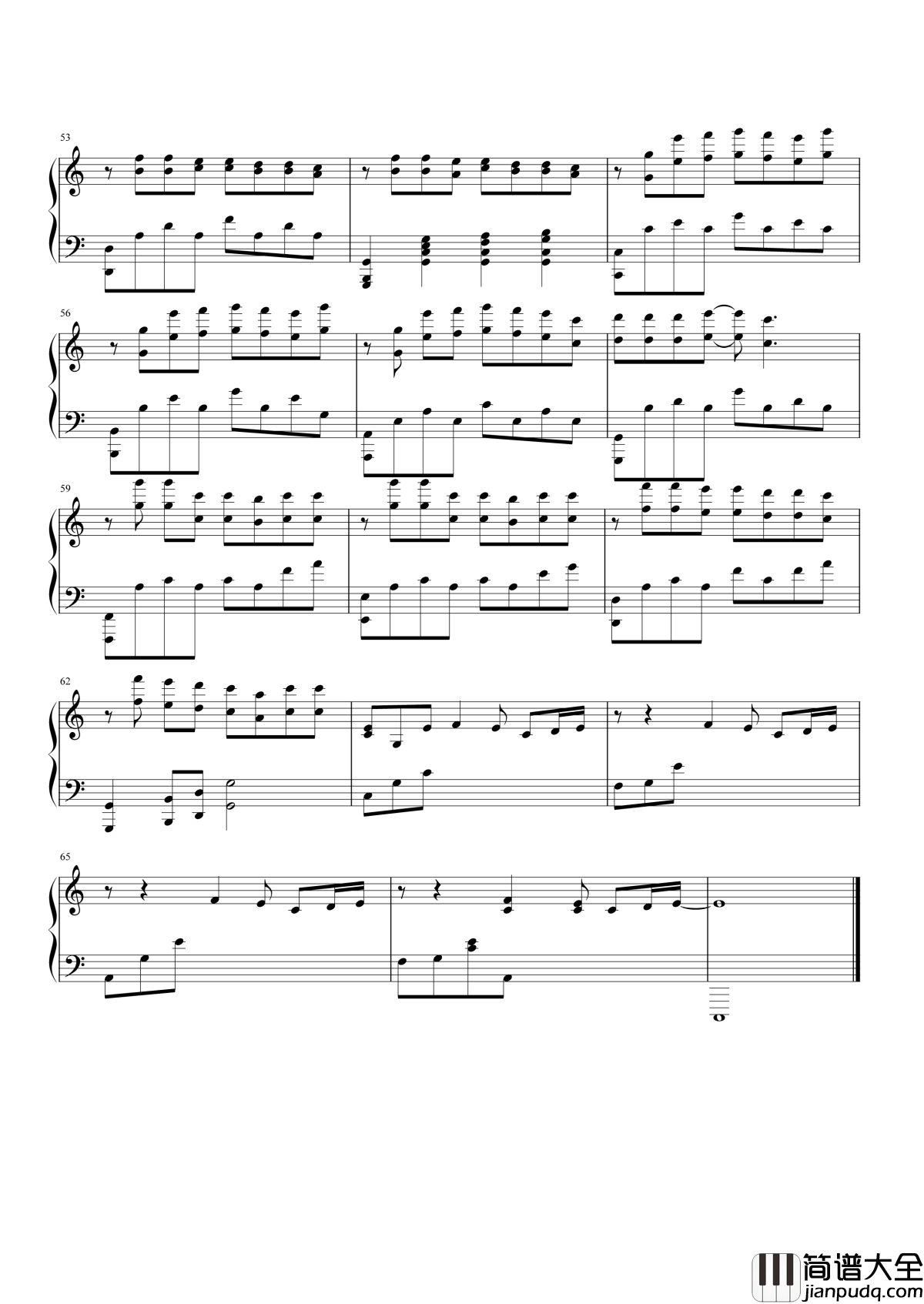 安静钢琴谱_周杰伦_不用担心太多_我会一直好好过