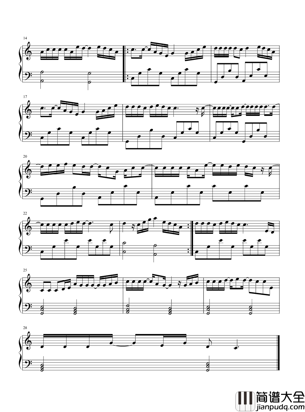 大城小爱钢琴谱_王力宏_千万不要说天长地久_免得你说我不切实际