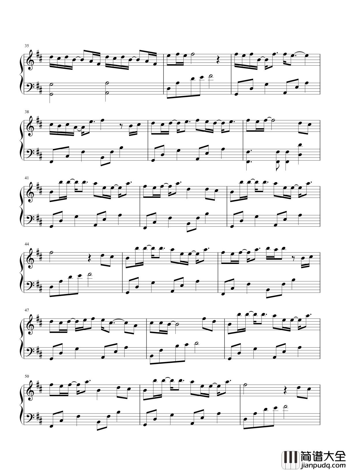 生死相随钢琴谱_崔子格_杨培安_人间纷纷扰扰都静如止水