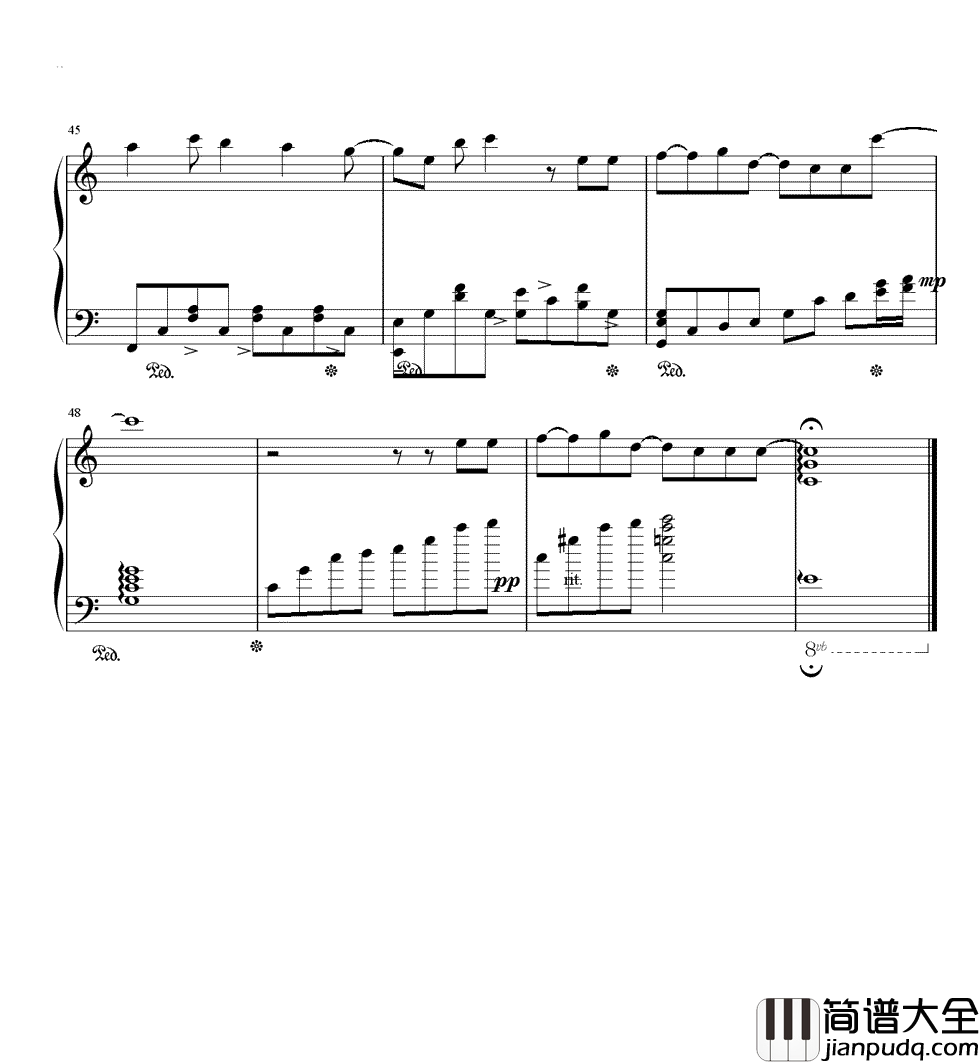 笑忘歌钢琴谱_五月天_这一生只愿平凡快乐