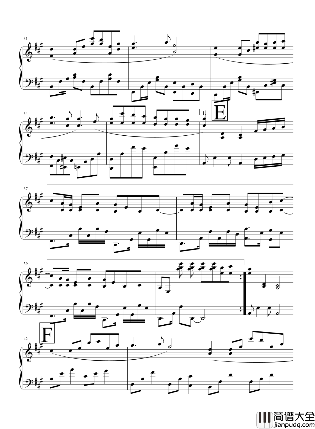 亲爱的那不是爱情钢琴谱_张韶涵_就像来不及许愿的流星_再怎么美丽也只是曾经