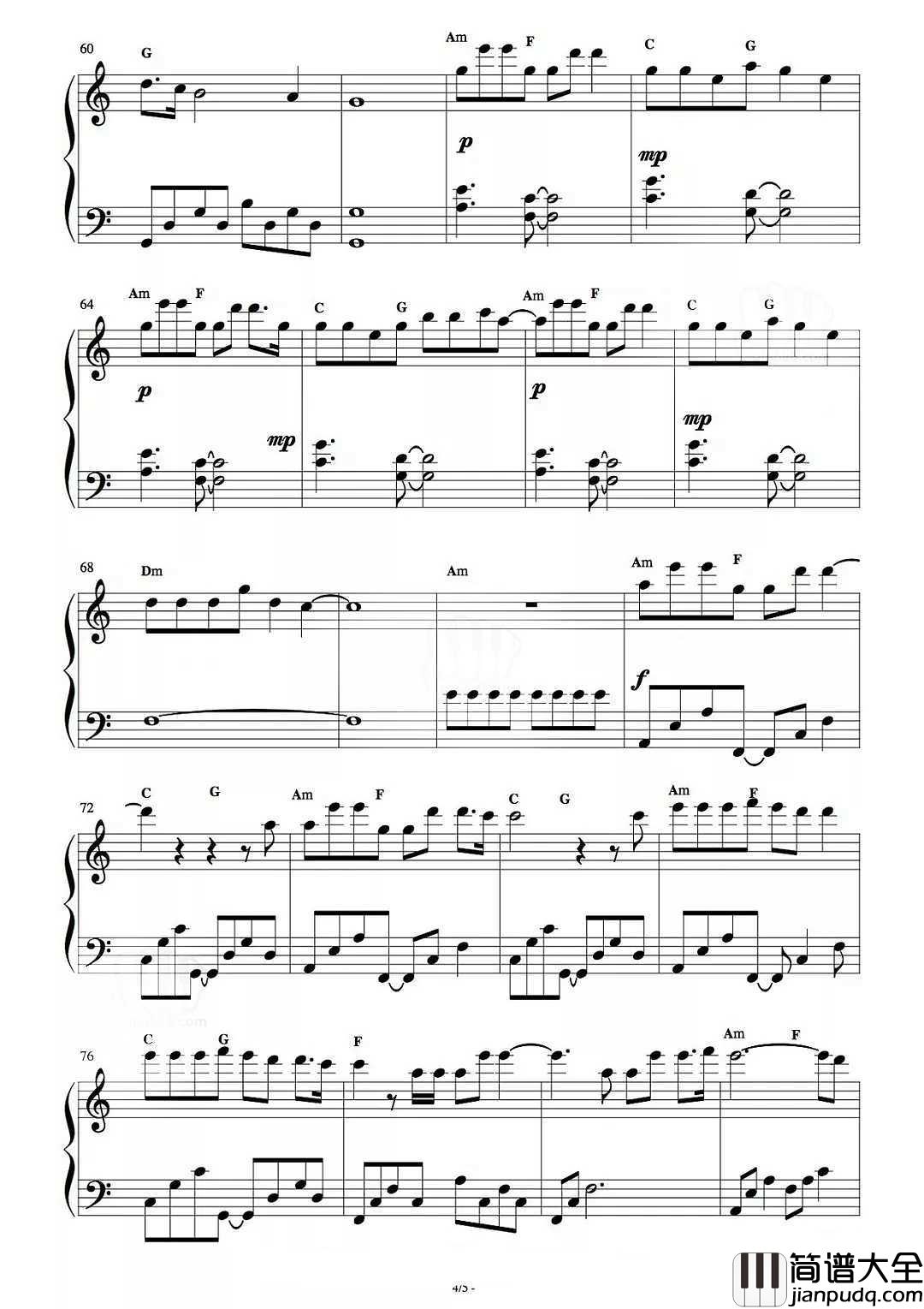 染钢琴谱_张碧晨_不是俗套的情歌，是有态度的进击的女帝