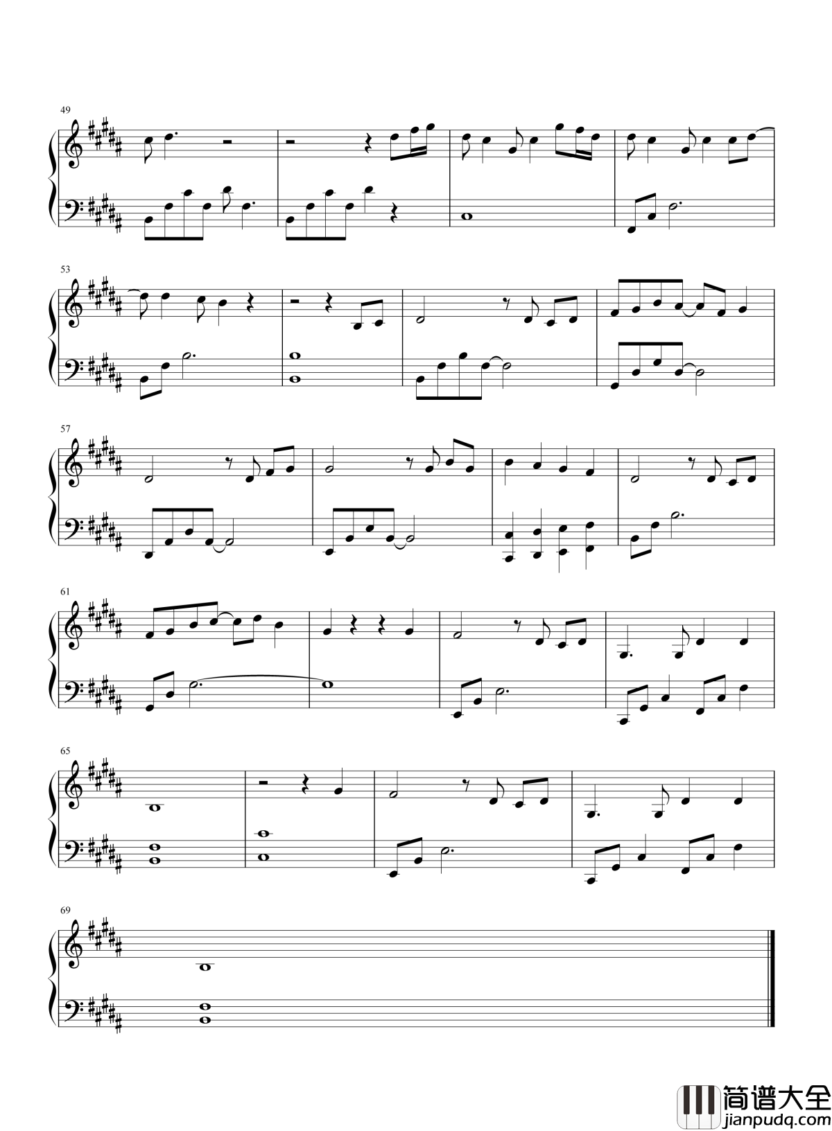 来日方长钢琴谱_薛之谦_黄龄_爱或许是来日方长的事_只要你愿意等