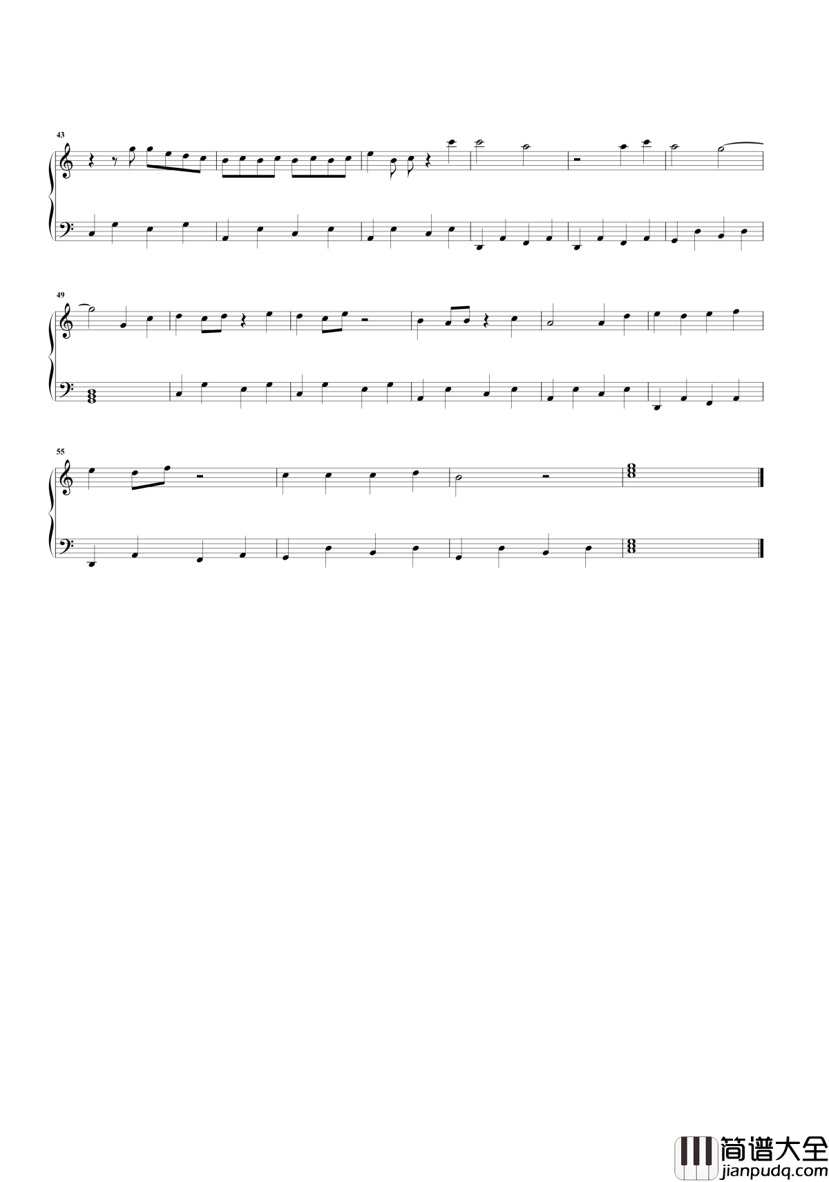 我会在你身边钢琴谱_金志文_电影夏洛特烦恼插曲