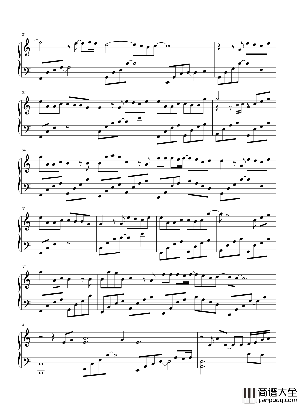 裂缝中的阳光钢琴谱_林俊杰__阳光在会每个裂缝中散落