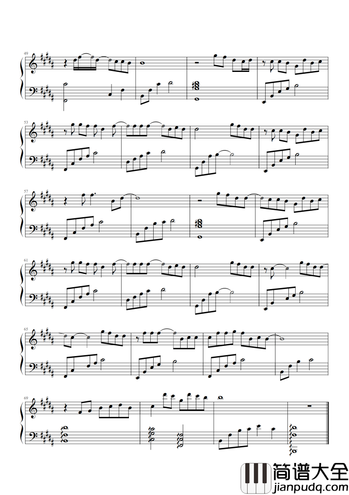 第三人称钢琴谱_蔡依林_那些曾经，都在心里