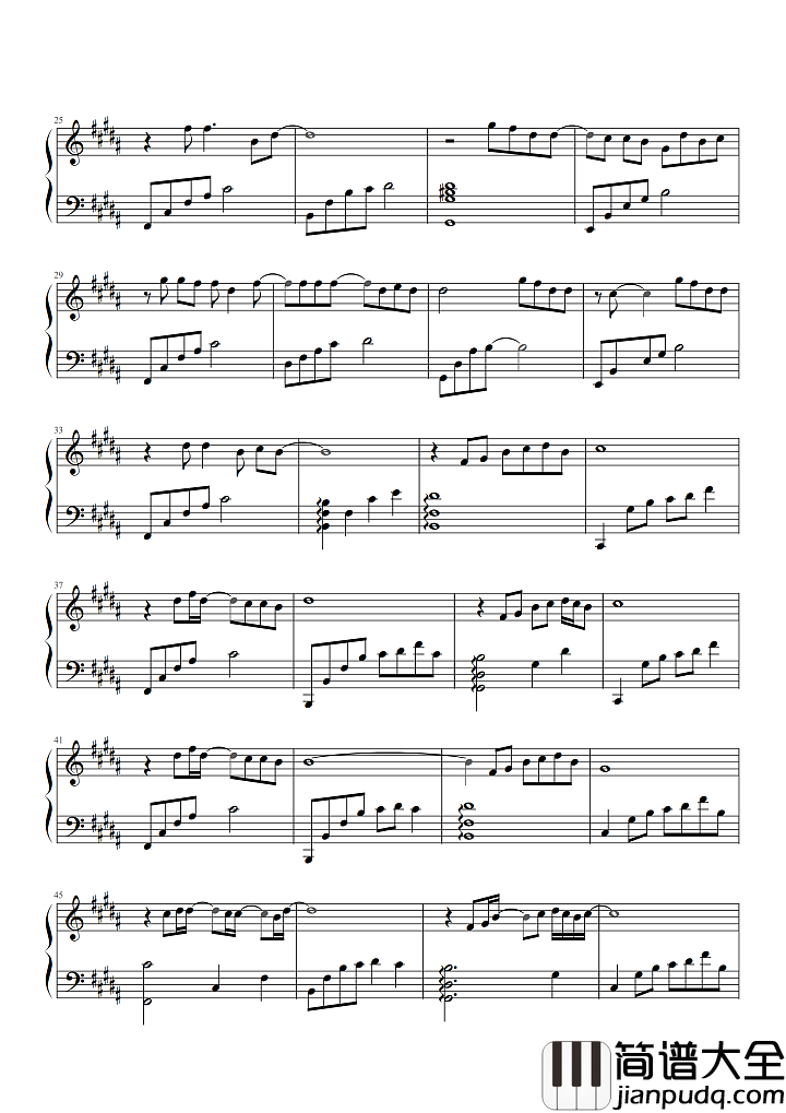 第三人称钢琴谱_蔡依林_那些曾经，都在心里