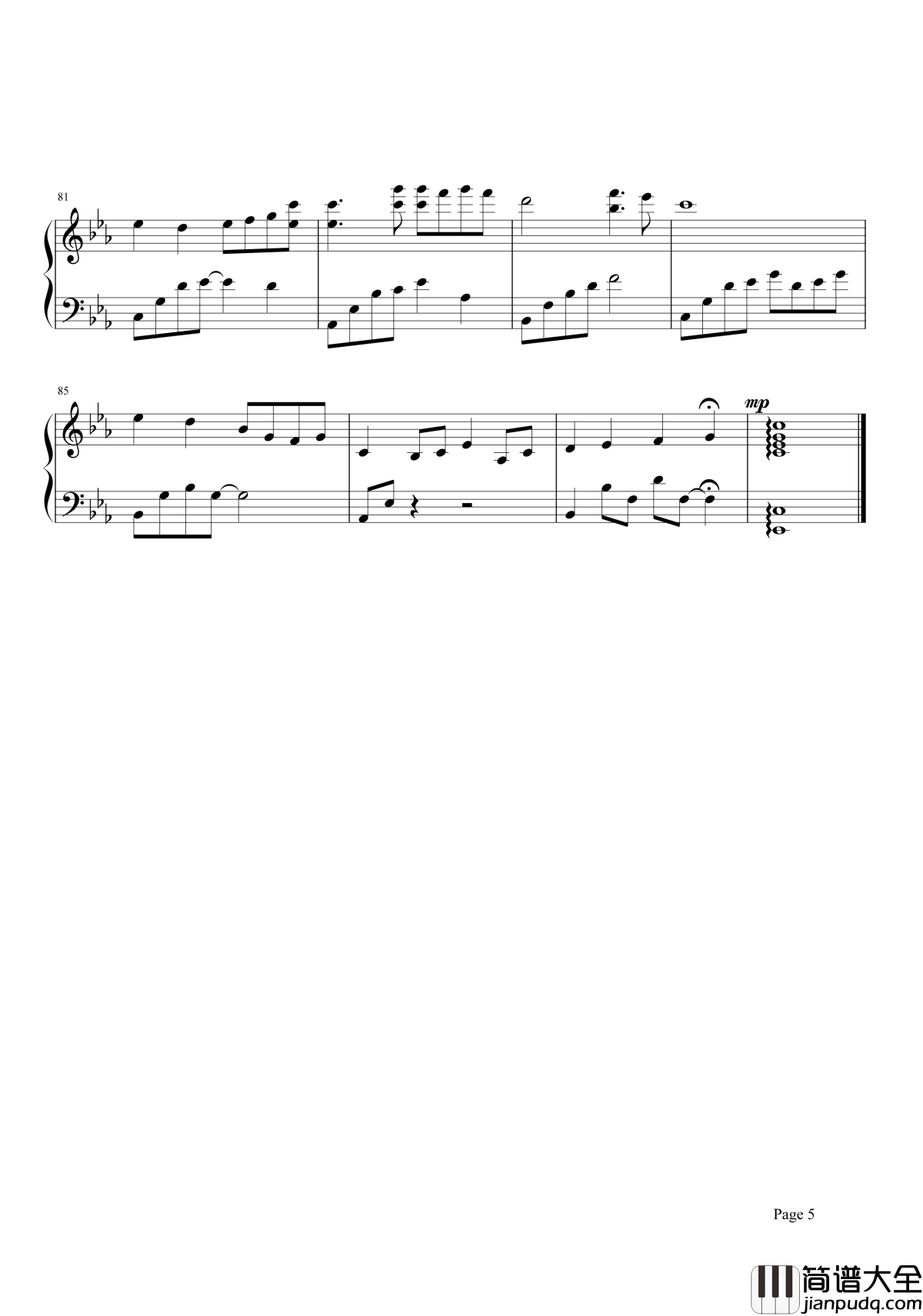 夜的钢琴曲5钢琴谱_你见，或者不见我，我就在那里，不悲不喜
