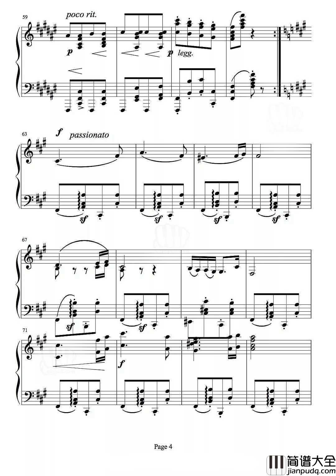 _匈牙利舞曲第五号｜钢琴谱_矮油~好想有个人陪我一起四手联弹