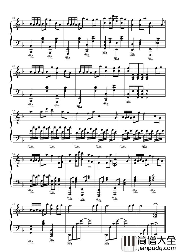 好想你钢琴谱_朱主爱_无论晴天还是下雨，我都好想好想你