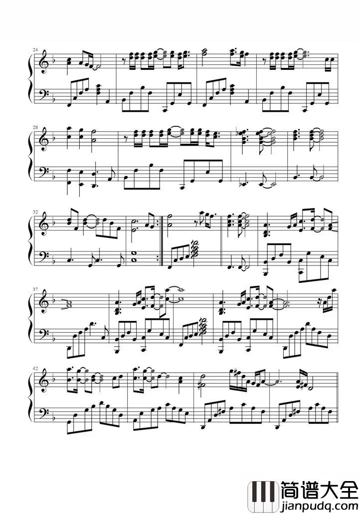 海阔天空钢琴谱_beyond_原谅我这一生不羁放纵爱自由