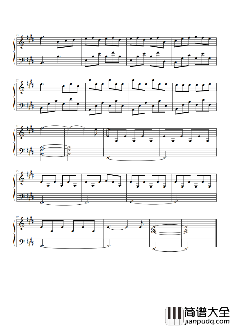 小半钢琴谱_陈粒_对你的偏爱，太明目张胆