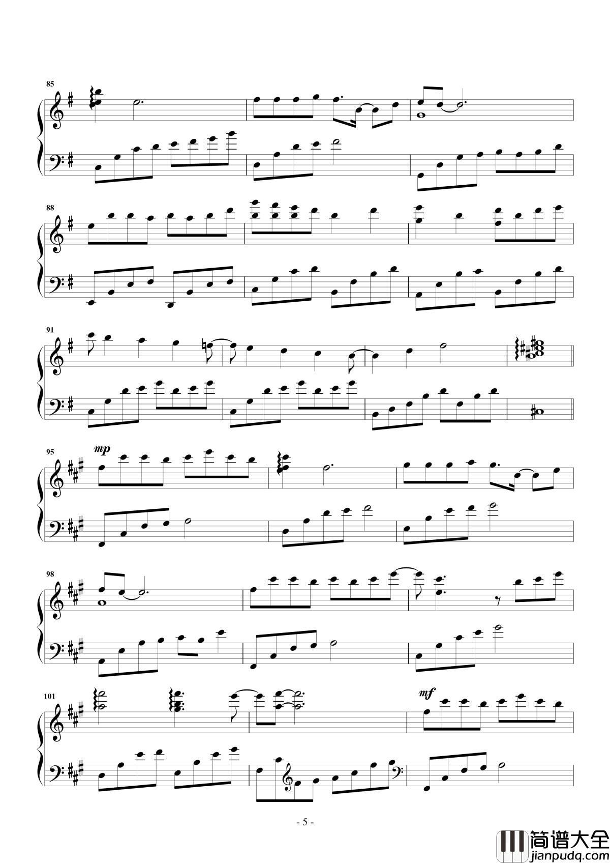 凉凉钢琴谱_杨宗纬/张碧晨_电视剧三生三世十里桃花片尾曲