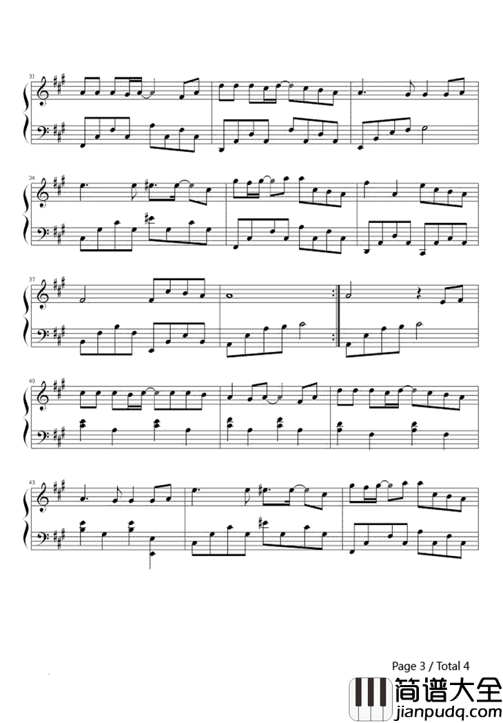 右手边钢琴谱_光良_我说了离别不会悲伤_这是我对你唯一的欺骗