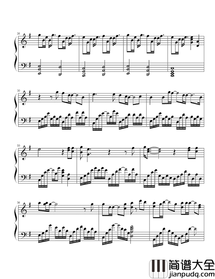 独照钢琴谱_容祖儿_温柔在左深情在右_少了你_故事没能到终点