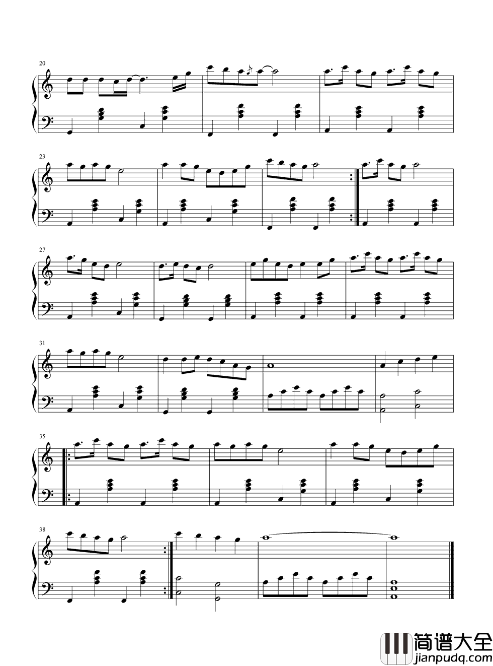 中国人钢琴谱_刘德华_手牵着手不分你我_昂首向前走