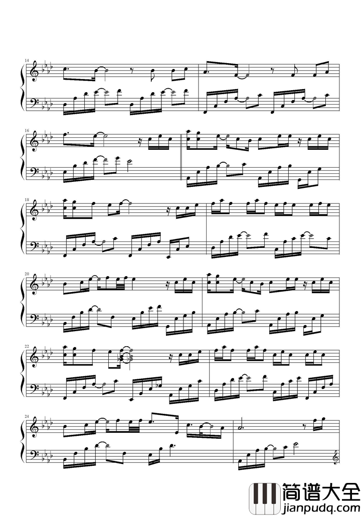 经过钢琴谱_何洁_陈楚生_多幸运有你为伴每个挫折