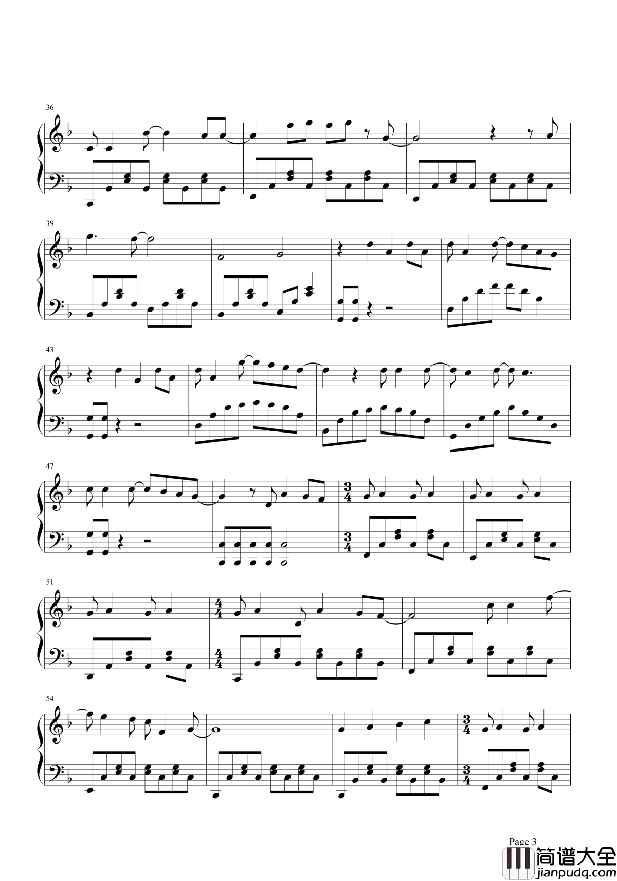 再见再见钢琴谱_李易峰_永远怀念不说再见