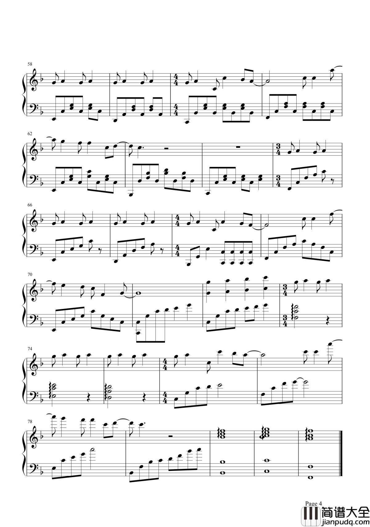 再见再见钢琴谱_李易峰_永远怀念不说再见