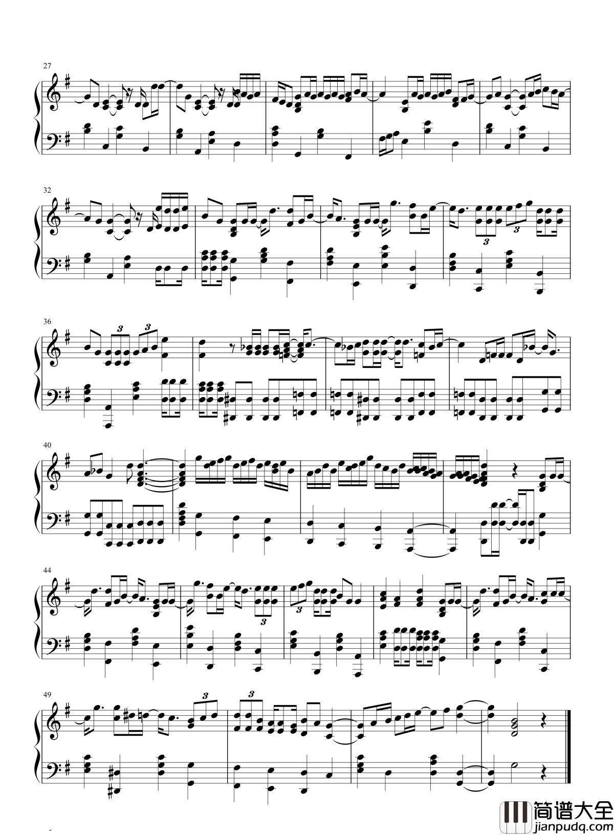 单车钢琴谱_陈奕迅_也许那是我们唯一的拥抱