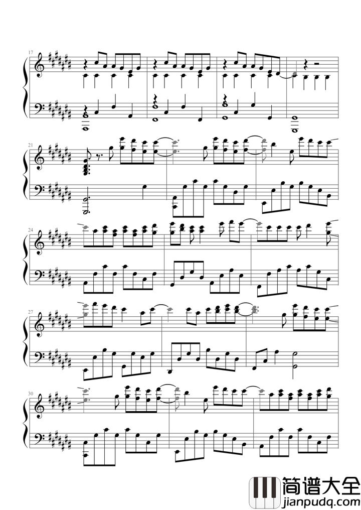 让我留在你身边钢琴谱_唐汉霄_小小的我有大大的梦