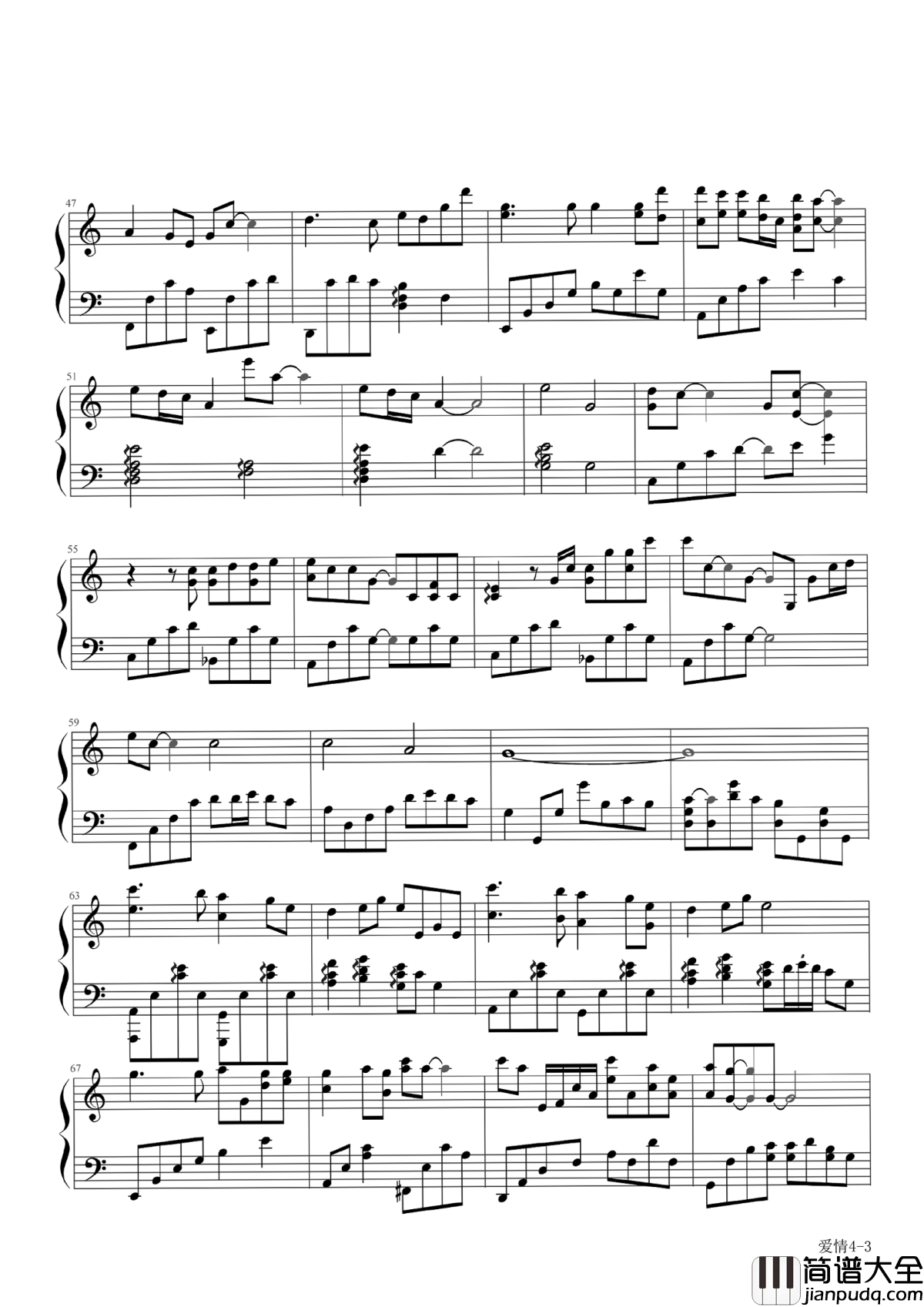 爱情钢琴谱_莫文蔚_若不是因为爱你_怎会经常叹息