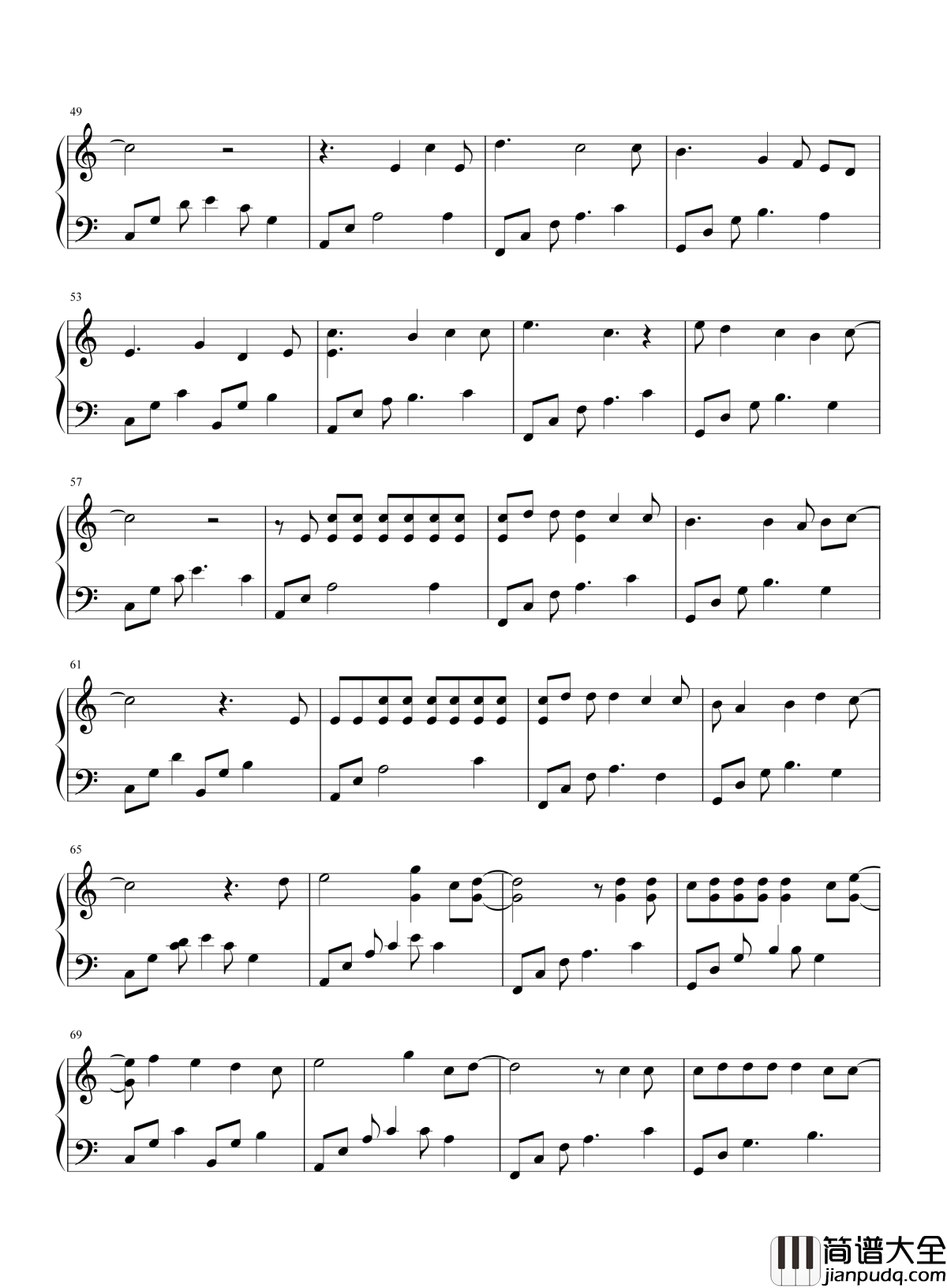 为了你钢琴谱_CHEN、边伯贤、XIUMIN_若你忘记我会直至你想起