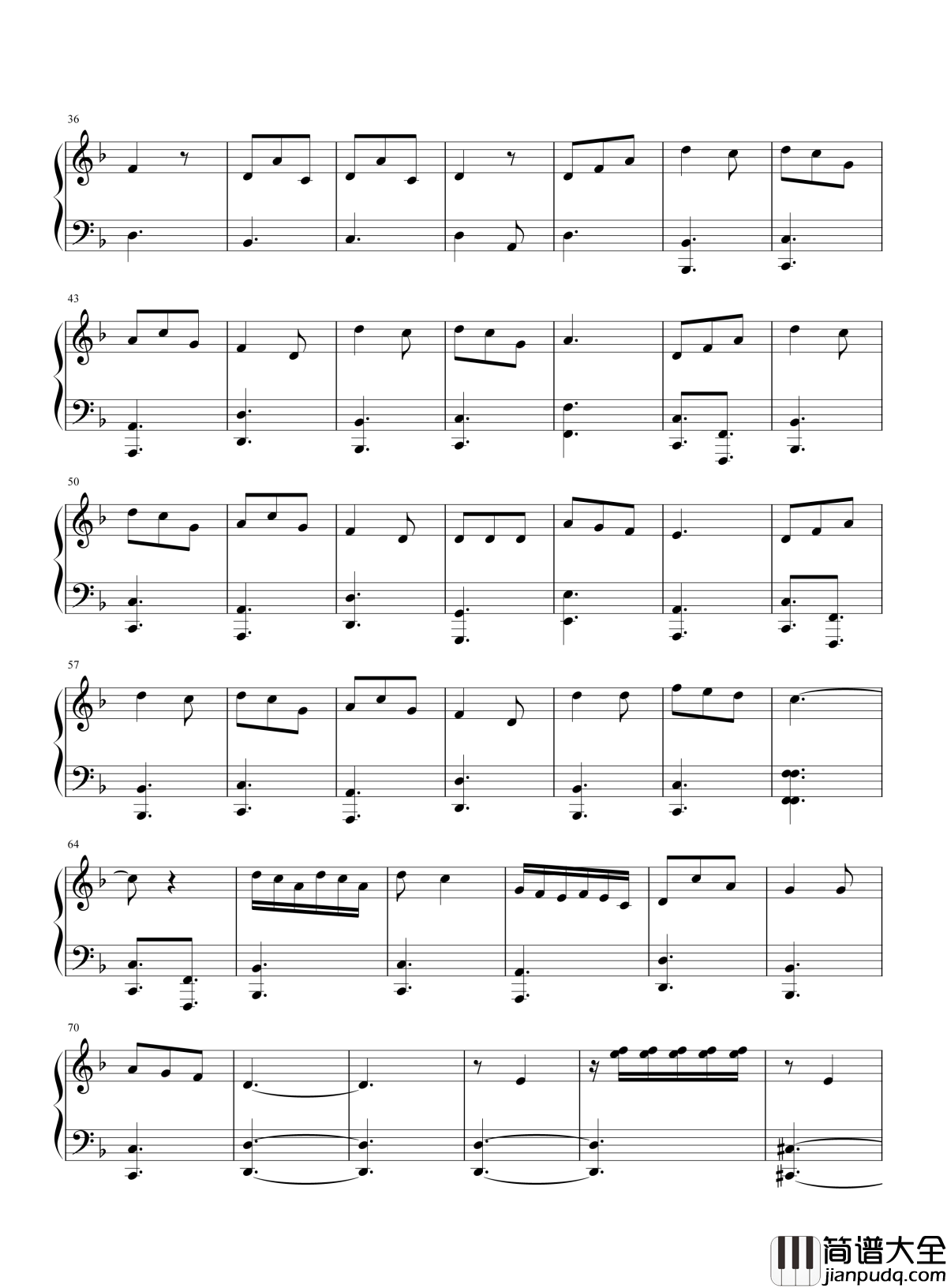 动物世界钢琴谱_薛之谦_别害怕我们都孤寡