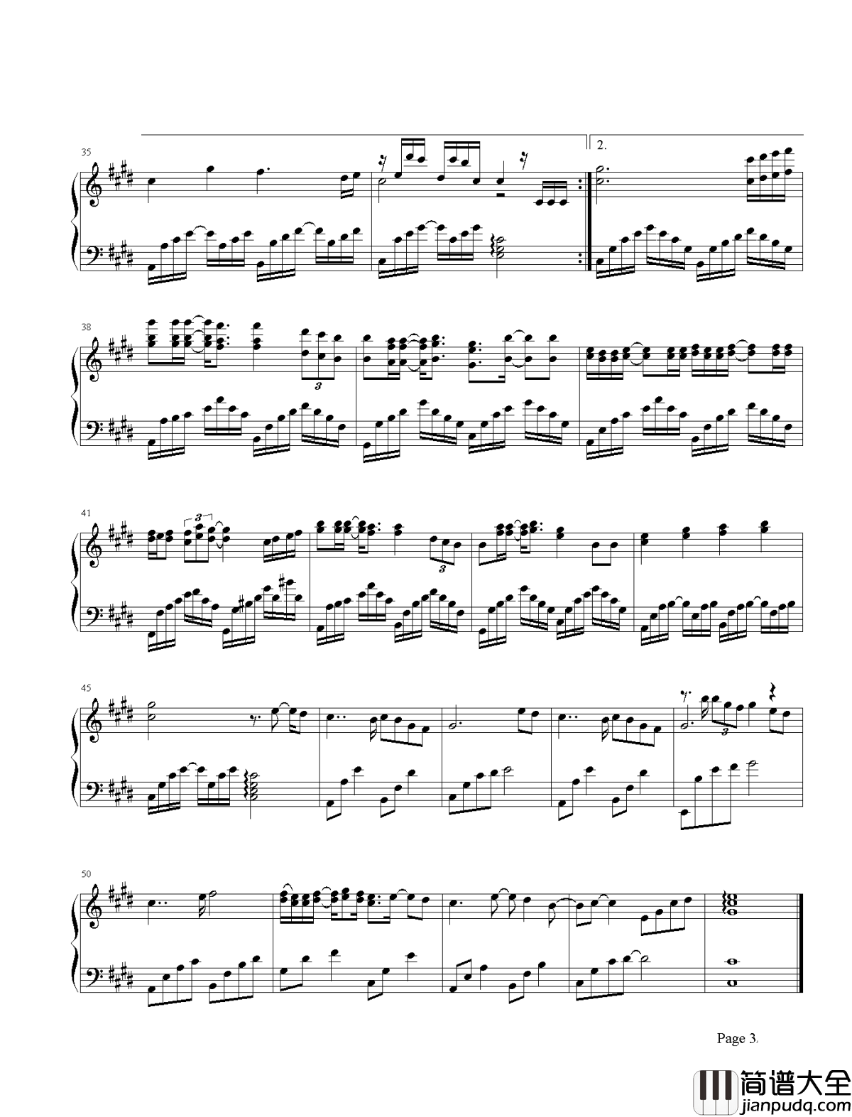 天下钢琴谱_张杰_只为她袖手天下