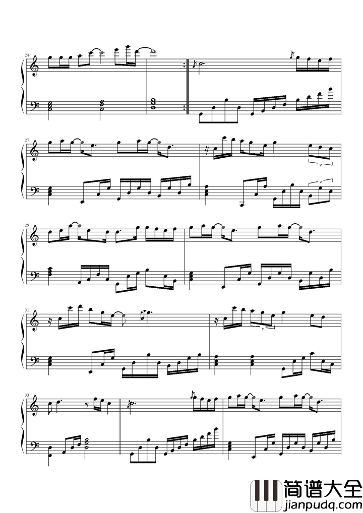 开始懂了钢琴谱_孙燕姿_快乐是种选择