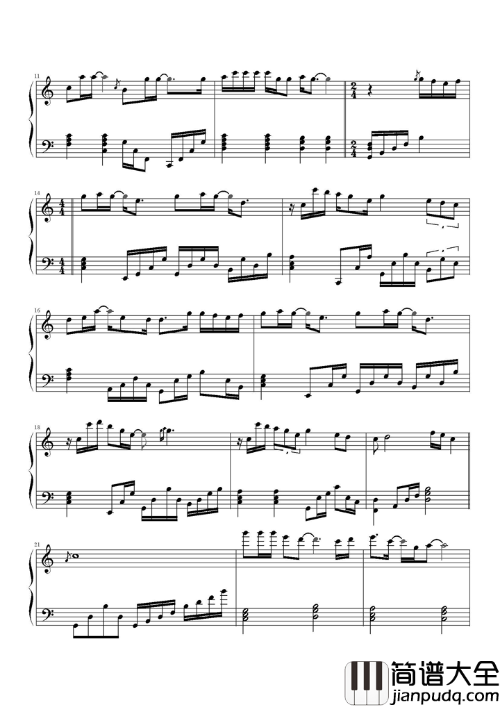 开始懂了钢琴谱_孙燕姿_快乐是种选择