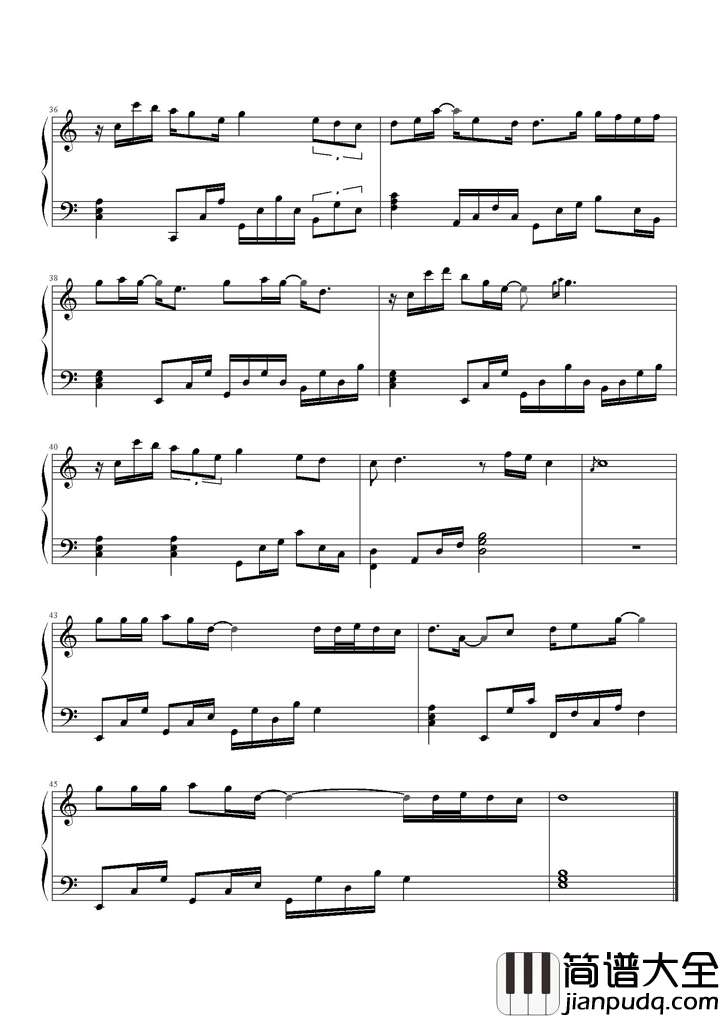 开始懂了钢琴谱_孙燕姿_快乐是种选择