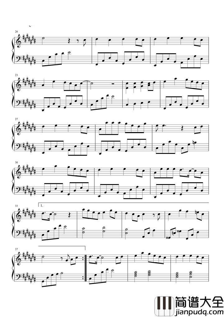 繁花钢琴谱_董贞_十里春风繁花如你