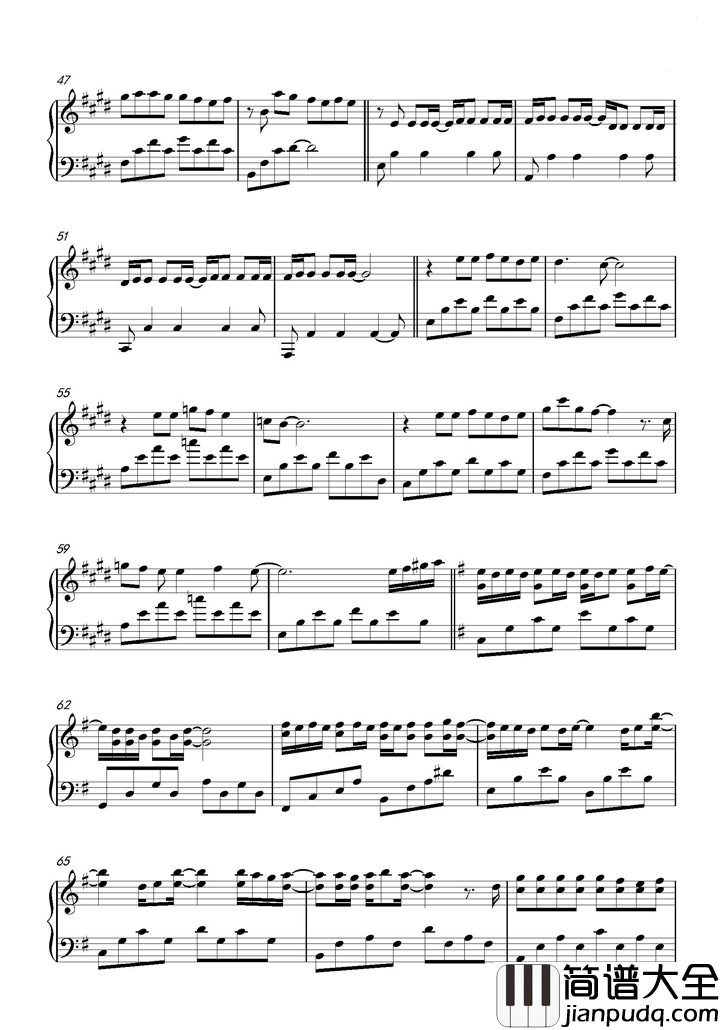 不该钢琴谱_周杰伦_微笑留下转身离开