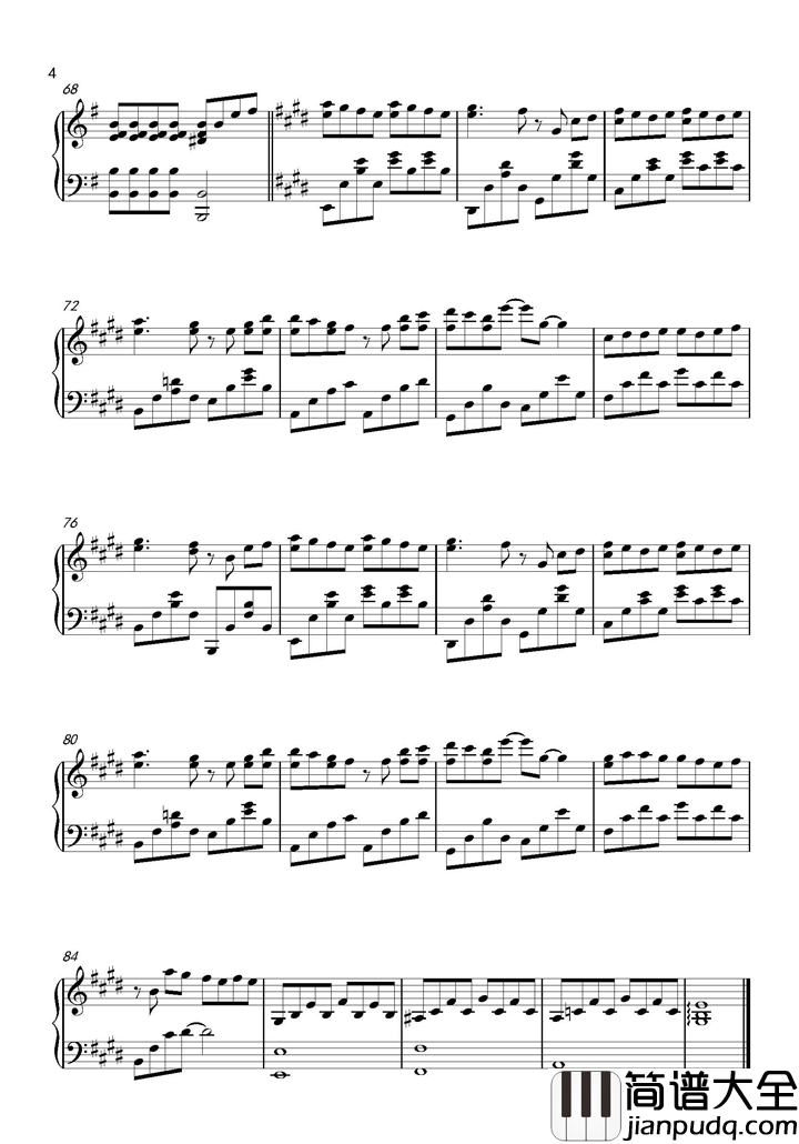 不该钢琴谱_周杰伦_微笑留下转身离开