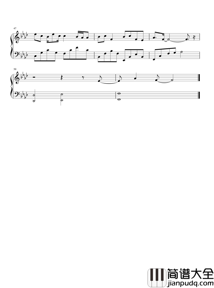 江湖钢琴谱_许嵩_她无影_原来是在梦里