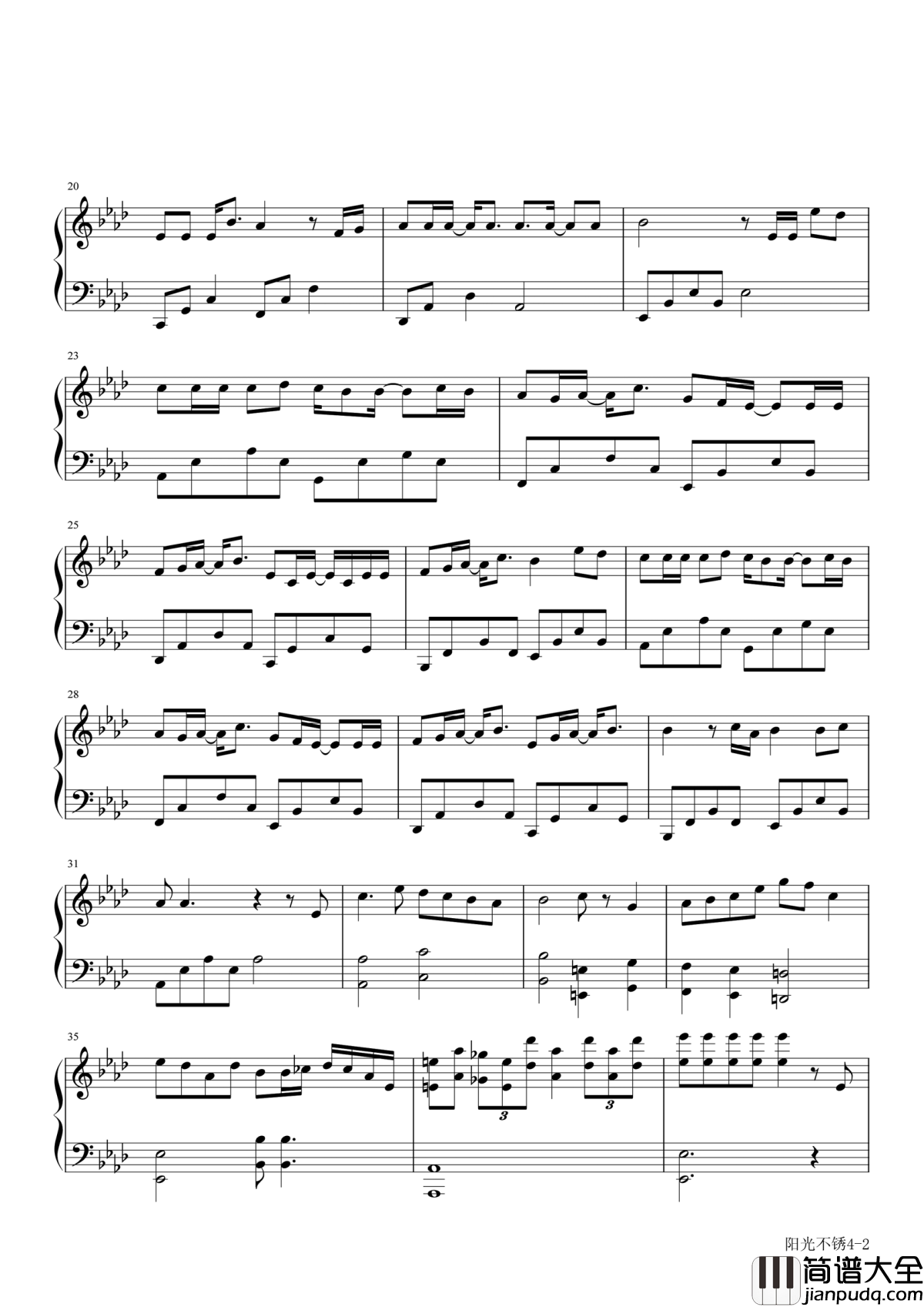 阳光不锈钢琴谱_王源_现在相见却也遥不可及